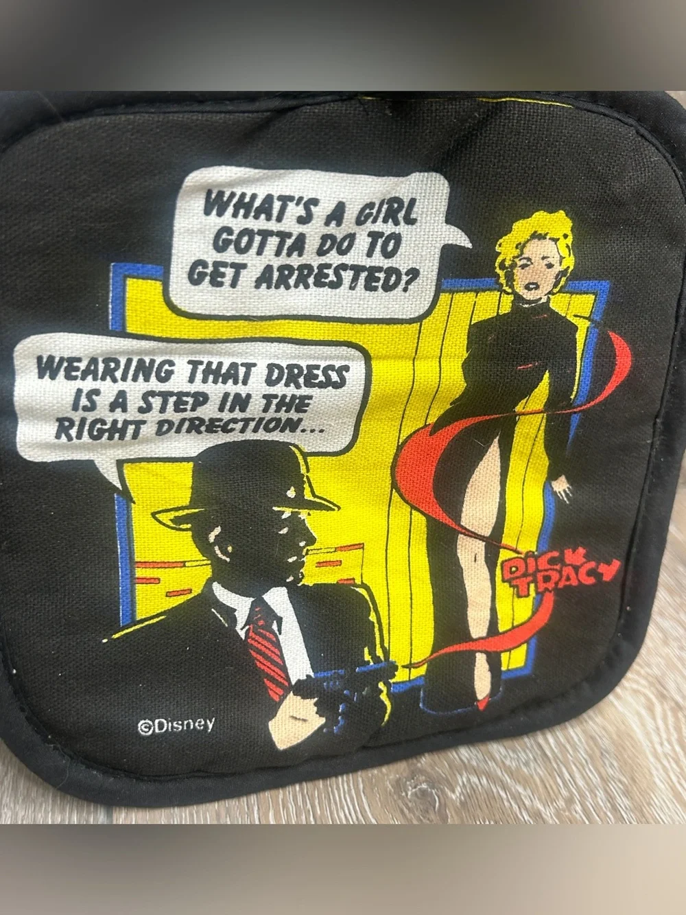 Vintage 1990 Disney Dick Tracy Potholder Set Zak Designs Pop Art Hot Pads